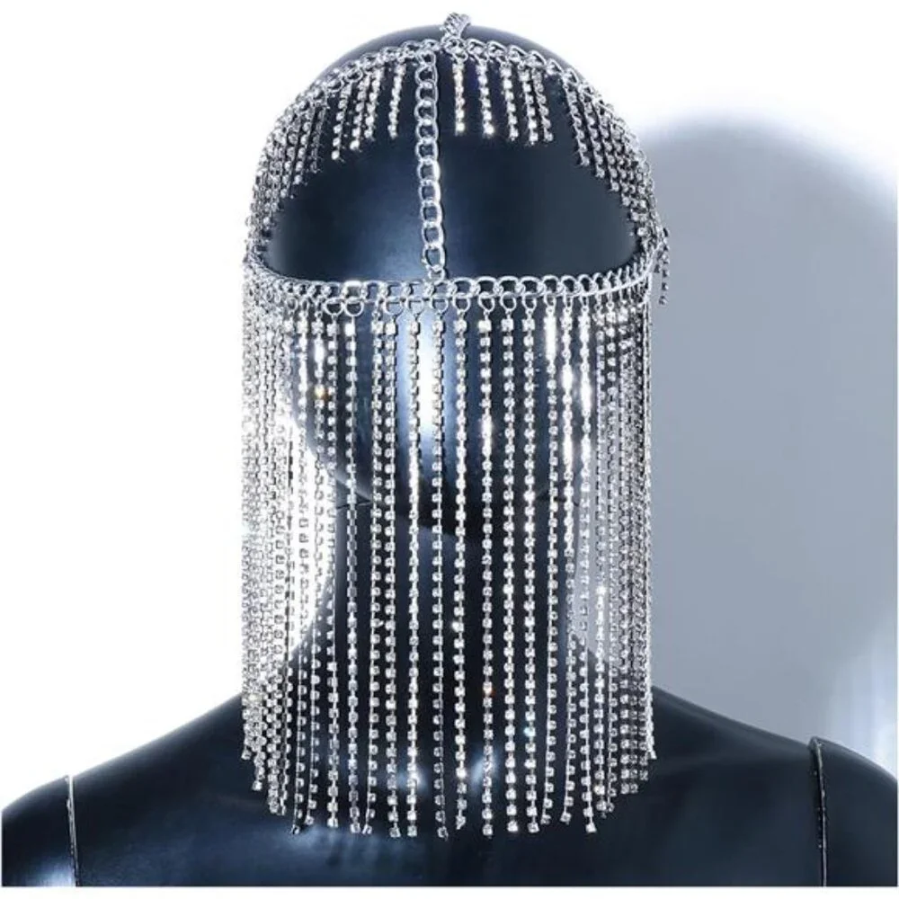 Sexy Full Rhinestone Layered Masquerade Party Mask Face Jewelry for Women